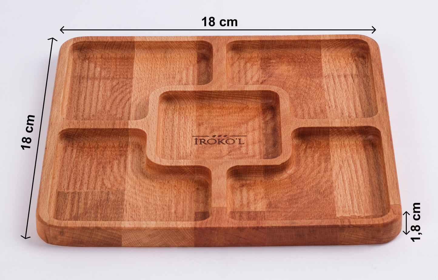 El Yapımı Ahşap Çerezlik – 5 Bölmeli Sunum Tabağı