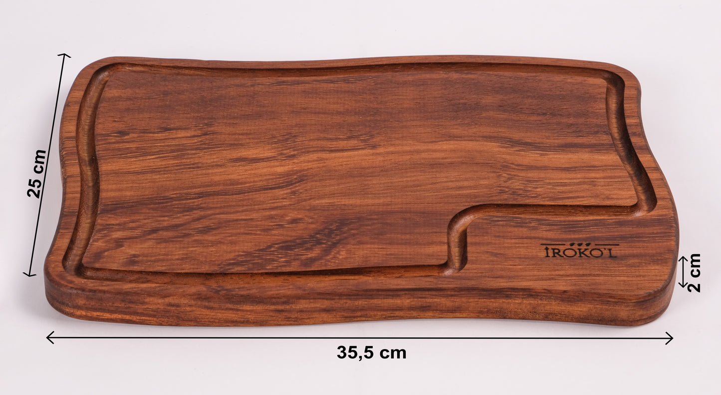 İROKO'L Premium İroko Ahşap Et ve Sunum Tahtası Doğal, , Dayanıklı Mutfak Kesme Panosu