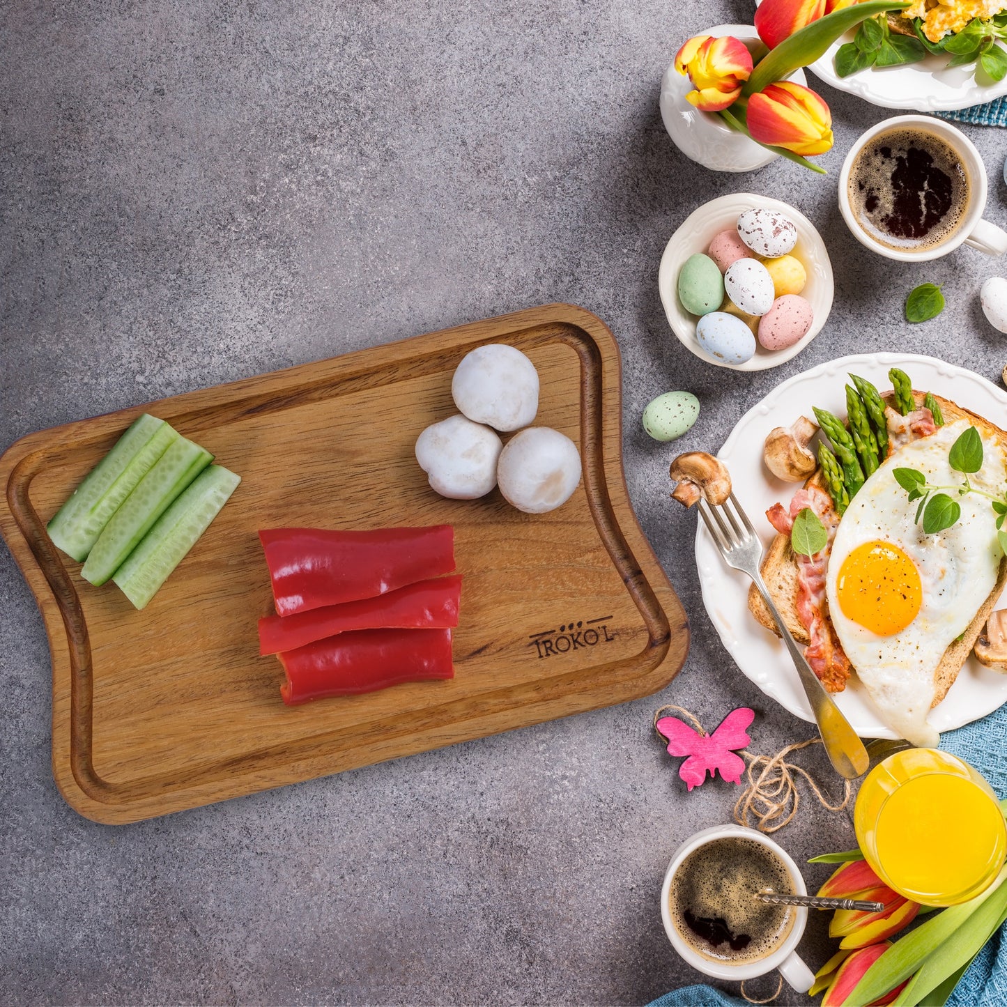 İROKO'L Doğal Ahşap Kesme Tahtası 19X30 – Premium Mutfak Sunum Panosu