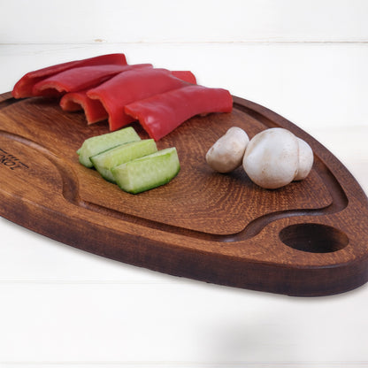 İROKO'L Doğal İroko Ahşap Damla Formlu Kesme ve Sunum Tahtası 35x25 cm