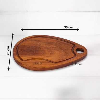İROKO'L Doğal İroko Ahşap Damla Formlu Kesme ve Sunum Tahtası 35x25 cm