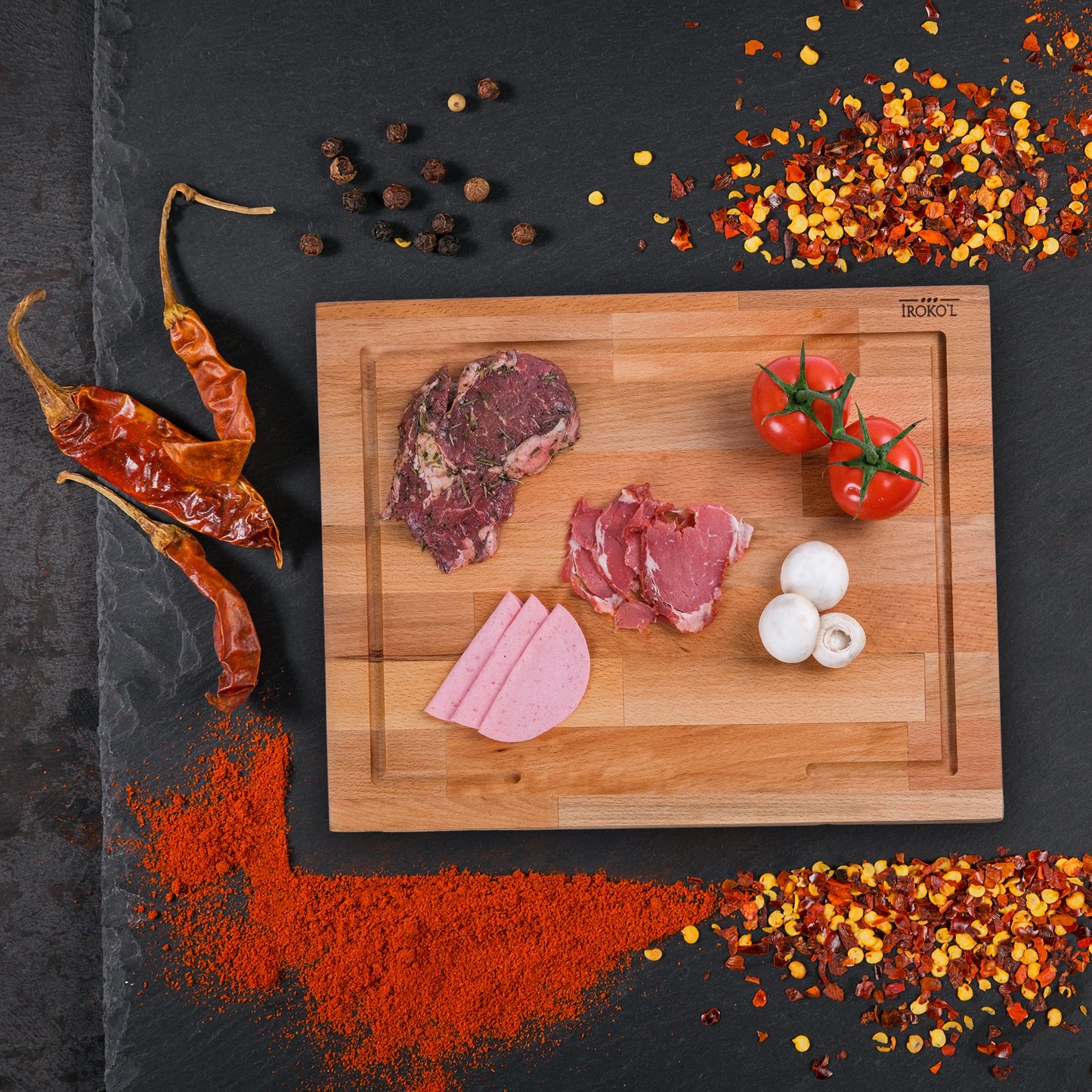 İROKO’L Kayın Ağacı Profesyonel Ahşap Kesme Tahtası – 45x35 cm | Kalın, Oluklu, Gıdaya Uygun