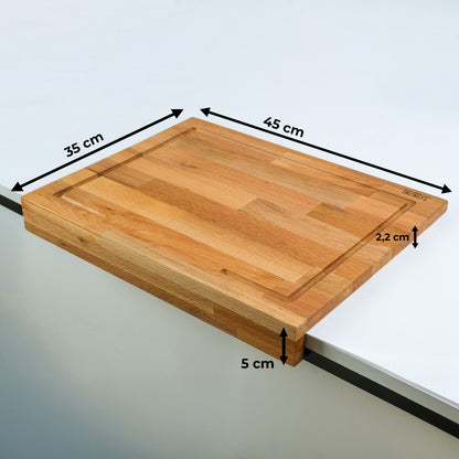 İROKO’L Kayın Ağacı Profesyonel Ahşap Kesme Tahtası – 45x35 cm | Kalın, Oluklu, Gıdaya Uygun