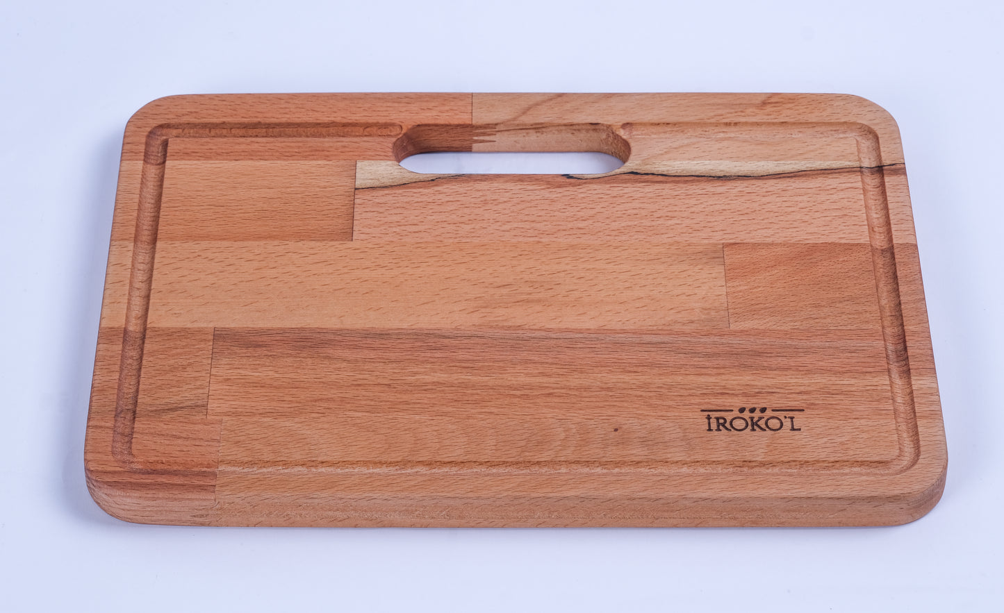 İROKO'L Premium Ahşap Kesme ve Sunum Tahtası 33x23cm Masif Kayın Mutfak Doğrama Bloğu