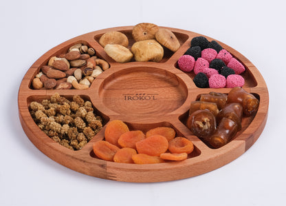 El Yapımı Ahşap Çerezlik | Bölmeli Sunum Tabağı 28 cm