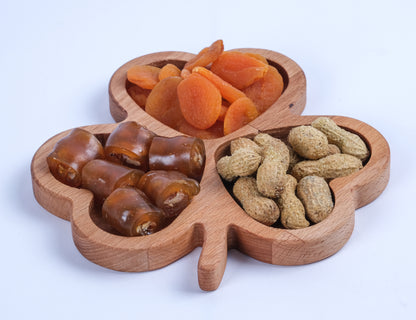 El Yapımı Ahşap Çerezlik – Yonca Sunum Tabağı