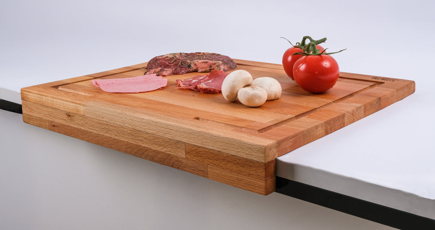 İROKO’L Kayın Ağacı Profesyonel Ahşap Kesme Tahtası – 45x35 cm | Kalın, Oluklu, Gıdaya Uygun