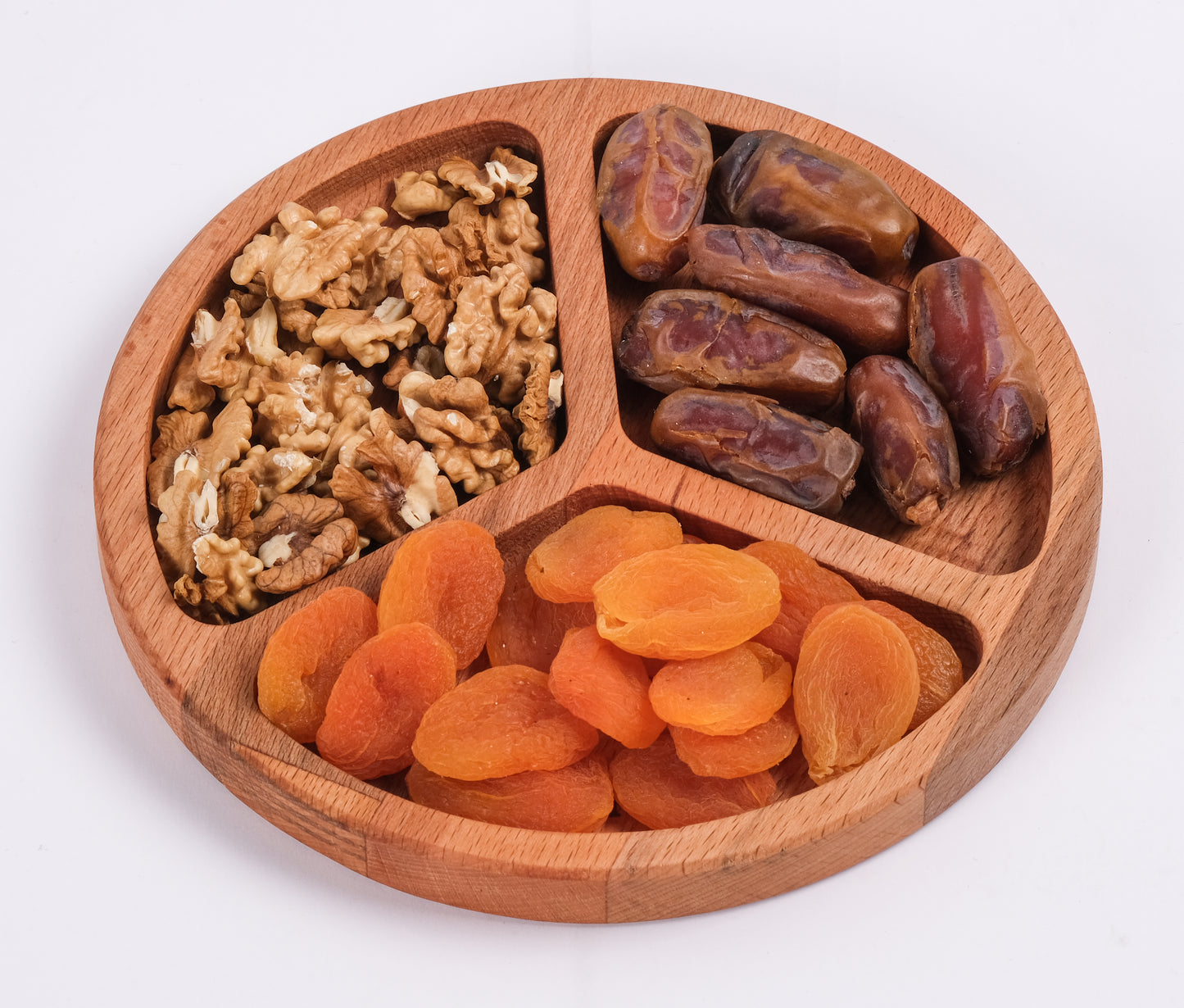 El Yapımı Ahşap Çerezlik – 3 Bölmeli Sunum Tabağı