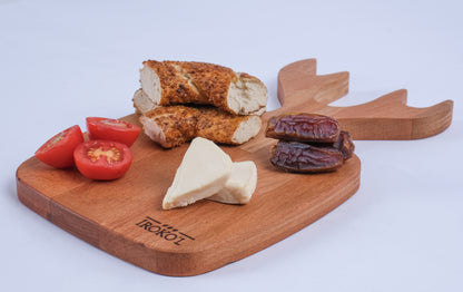 İROKO’L Geyik Saplı Kayın Ağacı Ahşap Sunum & Kesme Tahtası – 30x18 cm | Doğal, Gıdaya Uygun