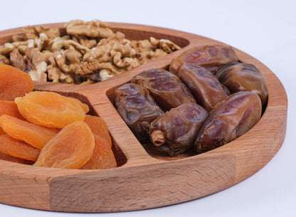 El Yapımı Ahşap Çerezlik – 3 Bölmeli Sunum Tabağı
