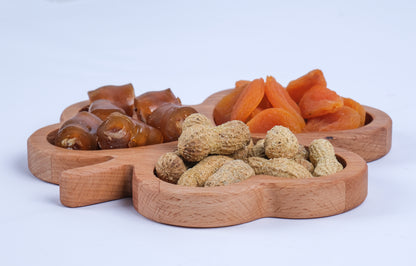 El Yapımı Ahşap Çerezlik – Yonca Sunum Tabağı