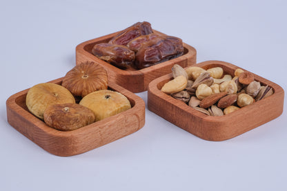 El Yapımı Ahşap Çerezlik | Minimal Sunum Tabağı 9x9 cm