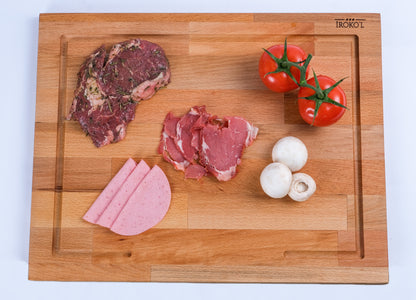 İROKO’L Kayın Ağacı Profesyonel Ahşap Kesme Tahtası – 45x35 cm | Kalın, Oluklu, Gıdaya Uygun