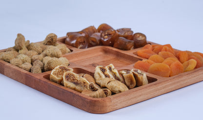 El Yapımı Ahşap Çerezlik – 5 Bölmeli Sunum Tabağı
