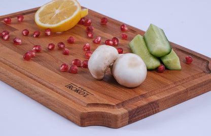 İROKO'L Doğal Ahşap Sunum ve Kesme Tahtası – Masif Kayın, 33x23 cm, Servis ve Mutfak Kullanımı İçin