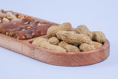 El Yapımı Ahşap Çerezlik – 3 Bölmeli Sunum Tabağı