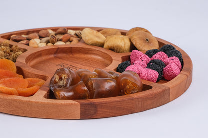 El Yapımı Ahşap Çerezlik | Bölmeli Sunum Tabağı 28 cm