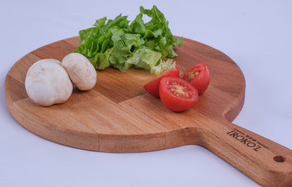 İROKO’L Yuvarlak Kayın Ağacı Ahşap Sunum & Kesme Tahtası – 33x23 cm | Doğal, Gıdaya Uygun