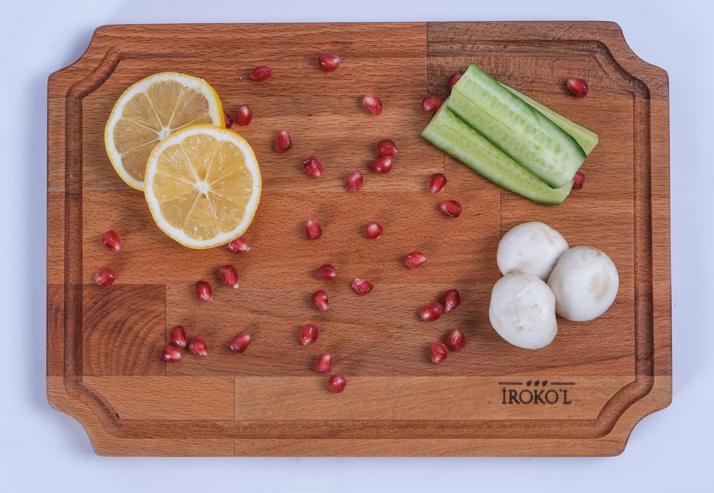 İROKO'L Doğal Ahşap Sunum ve Kesme Tahtası – Masif Kayın, 33x23 cm, Servis ve Mutfak Kullanımı İçin