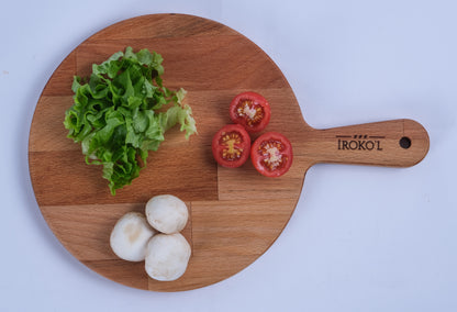 İROKO’L Yuvarlak Kayın Ağacı Ahşap Sunum & Kesme Tahtası – 33x23 cm | Doğal, Gıdaya Uygun