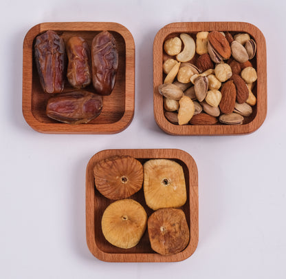 El Yapımı Ahşap Çerezlik | Minimal Sunum Tabağı 9x9 cm