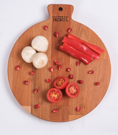 İROKO’L Kayın Ağacı Ahşap Sunum & Kesme Tahtası – 28,5x25 cm | Saplı, Doğal, Gıdaya Uygun