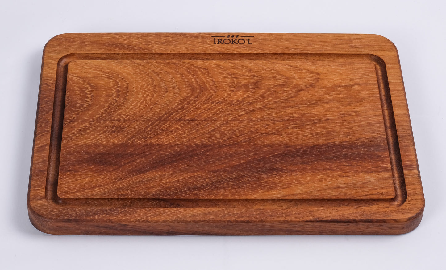 İROKO L Doğal İroko Ahşap Kesme ve Sunum Tahtası 33x23 cm