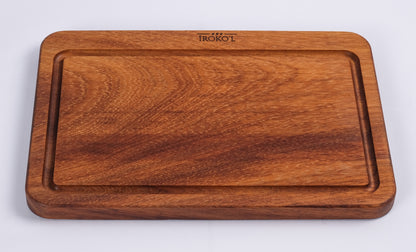 İROKO L Doğal İroko Ahşap Kesme ve Sunum Tahtası 33x23 cm
