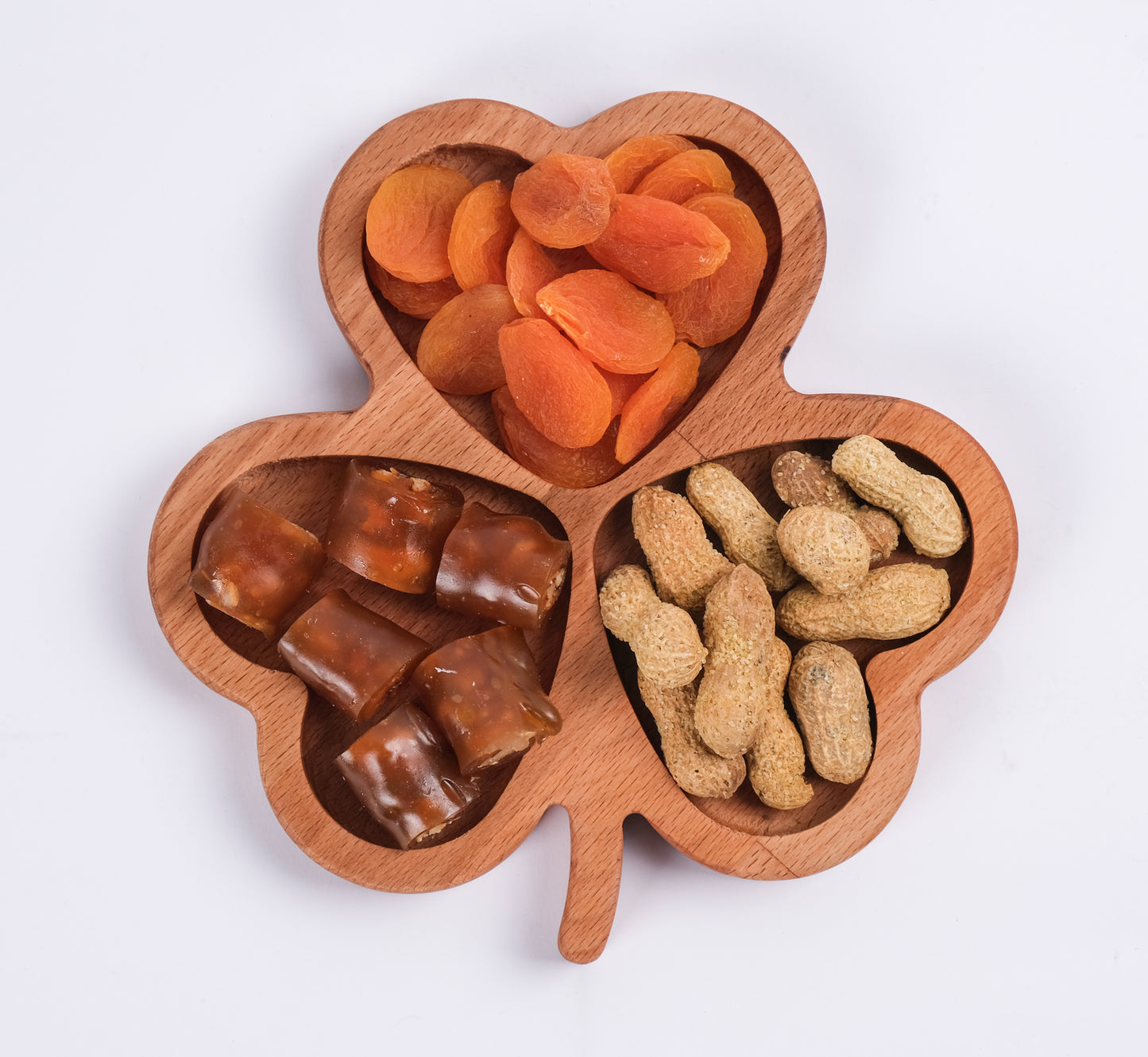 El Yapımı Ahşap Çerezlik – Yonca Sunum Tabağı