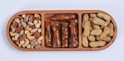 El Yapımı Ahşap Çerezlik – 3 Bölmeli Sunum Tabağı