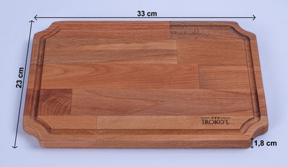 İROKO'L Doğal Ahşap Sunum ve Kesme Tahtası – Masif Kayın, 33x23 cm, Servis ve Mutfak Kullanımı İçin