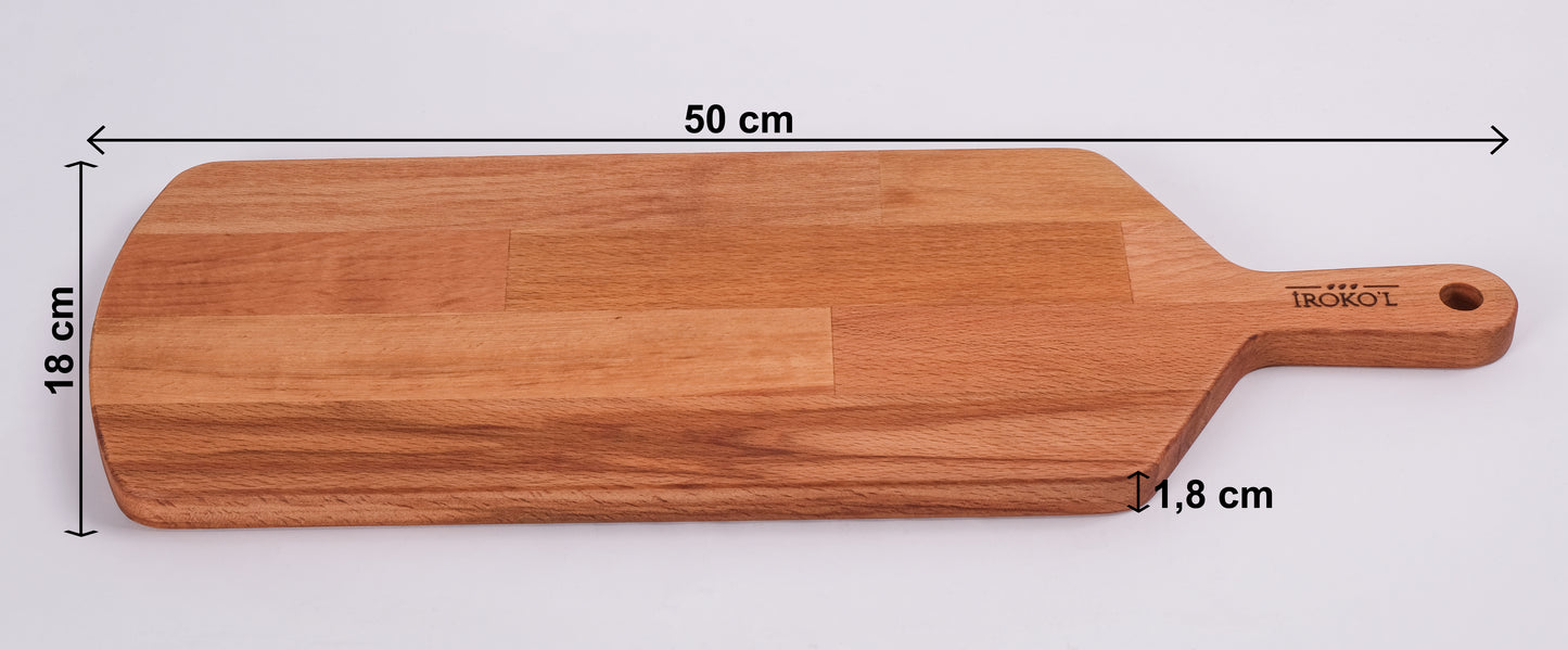 İROKO’L Kayın Ağacı Ahşap Kesme & Sunum Tahtası – 50x18 cm | Doğal, Dayanıklı, Gıdaya Uygun