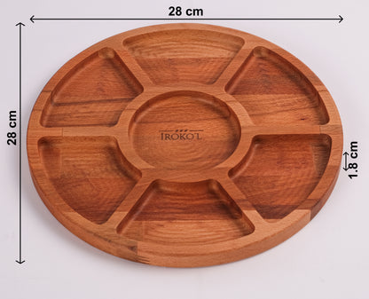 El Yapımı Ahşap Çerezlik | Bölmeli Sunum Tabağı 28 cm
