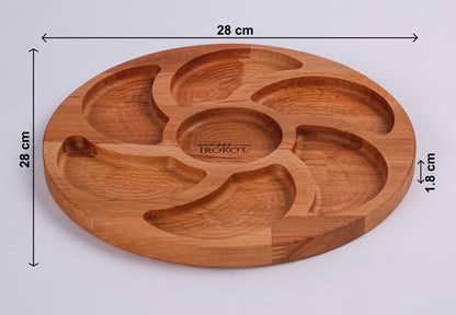 El Yapımı Ahşap Çerezlik – Bölmeli Yuvarlak Sunum Tabağı