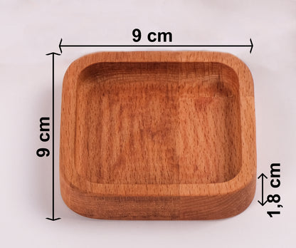 El Yapımı Ahşap Çerezlik | Minimal Sunum Tabağı 9x9 cm
