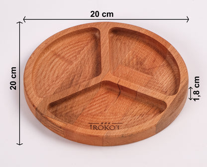 El Yapımı Ahşap Çerezlik – 3 Bölmeli Sunum Tabağı