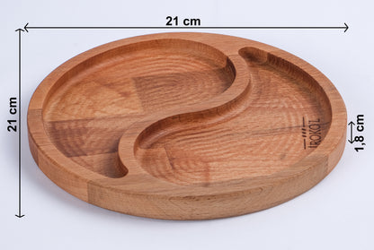 El Yapımı Ahşap Çerezlik | 2 Bölmeli Sunum Tabağı