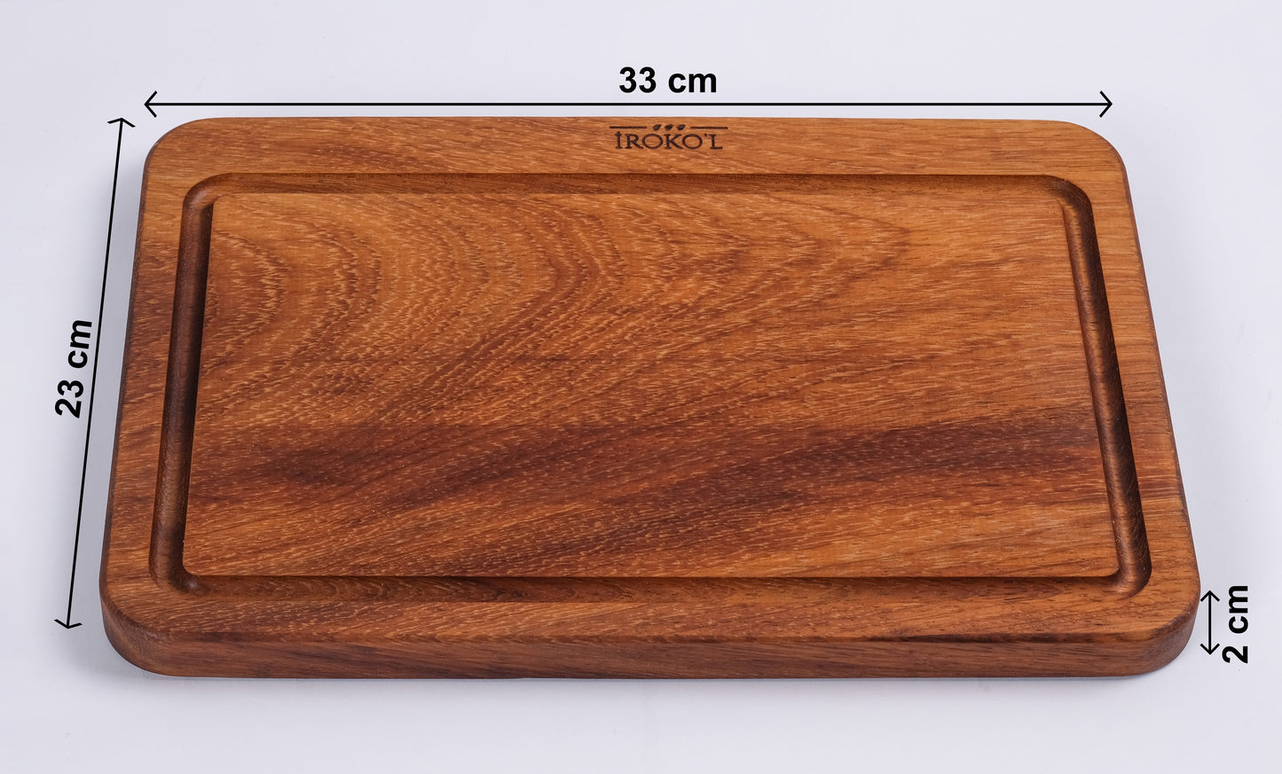 İROKO L Doğal İroko Ahşap Kesme ve Sunum Tahtası 33x23 cm