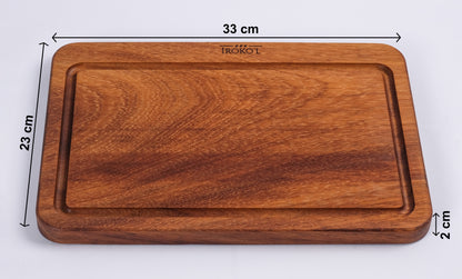 İROKO L Doğal İroko Ahşap Kesme ve Sunum Tahtası 33x23 cm