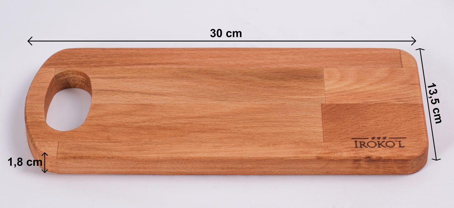 İROKO’L Kayın Ağacı Ahşap Kesme & Sunum Tahtası – 30x13,5 cm | Gıdaya Uygun, Doğal