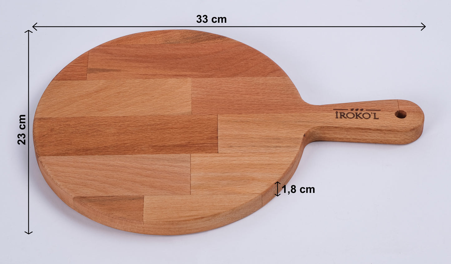 İROKO’L Yuvarlak Kayın Ağacı Ahşap Sunum & Kesme Tahtası – 33x23 cm | Doğal, Gıdaya Uygun
