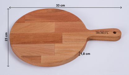 İROKO’L Yuvarlak Kayın Ağacı Ahşap Sunum & Kesme Tahtası – 33x23 cm | Doğal, Gıdaya Uygun