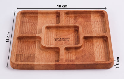 El Yapımı Ahşap Çerezlik – 5 Bölmeli Sunum Tabağı