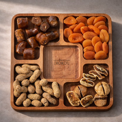 El Yapımı Ahşap Çerezlik – 5 Bölmeli Sunum Tabağı