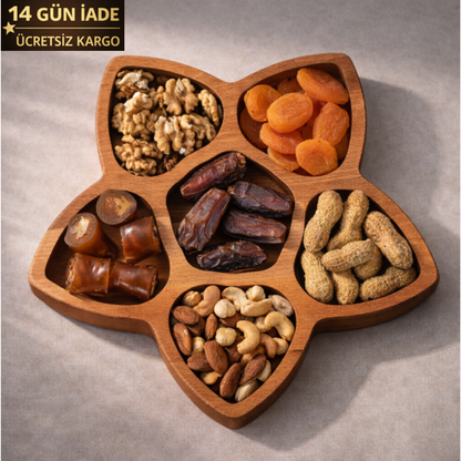 El Yapımı Ahşap Çerezlik – Yıldız Sunum Tabağı