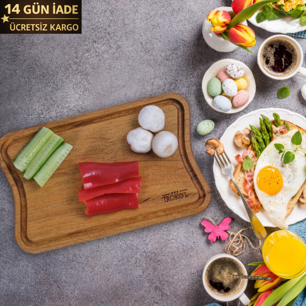 İROKO'L Doğal Ahşap Kesme Tahtası 19X30 – Premium Mutfak Sunum Panosu